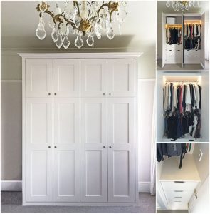 Custom made shaker style wardrobe with LED lighting inside