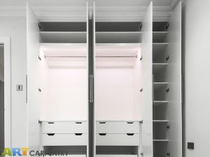 Contemporary style 5 plain doors fitted wardrobe with LED lighting