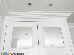 L-shape wardrobe with mirrored doors